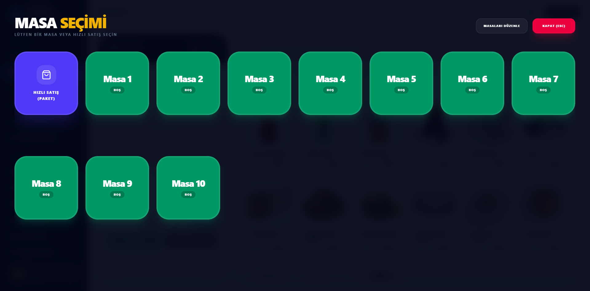 Gelişmiş Masa Yönetimi
